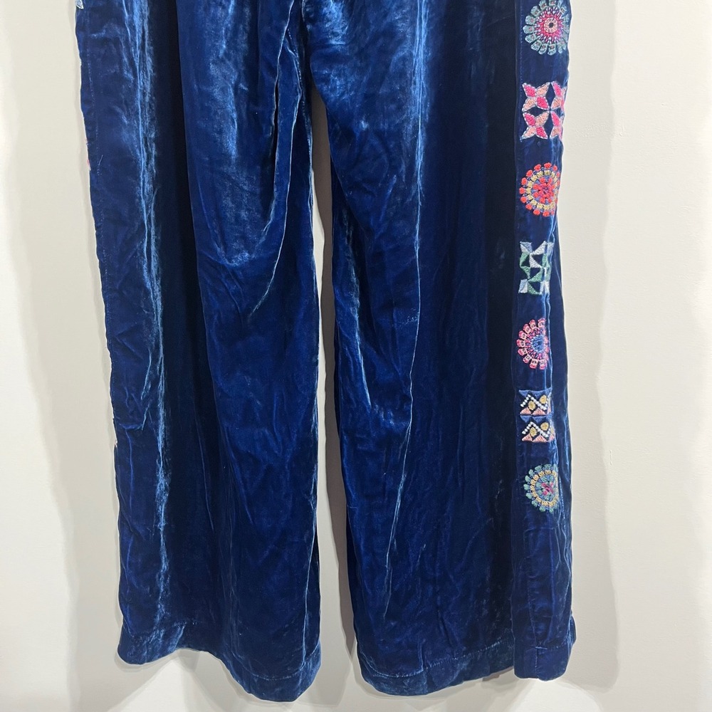 Johnny Was Nikkola Silk Velvet Embroidered Wide Leg‎ Pants Sz XXL Boho Lagenlook - Picture 3 of 11